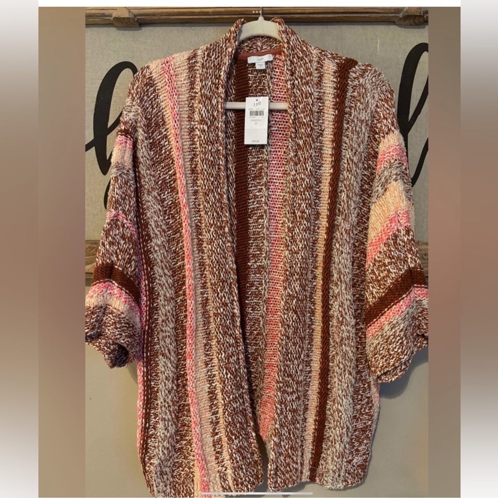 J Jill Gorgeous Oversized Women Fall Multicolored Cardigan Knit Sweater NWT $99